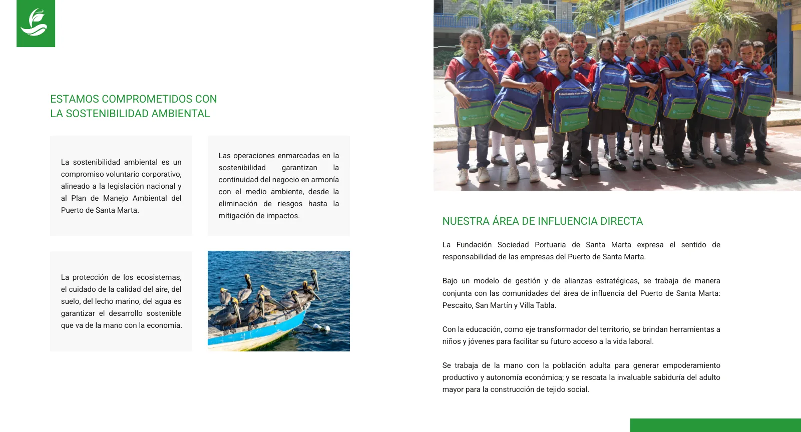 Página 6 del brochure institucional del Puerto de Santa Marta