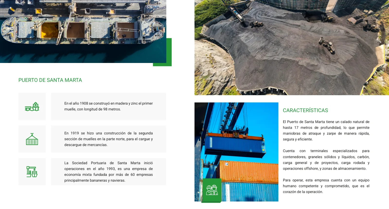 Página 3 del brochure institucional del Puerto de Santa Marta