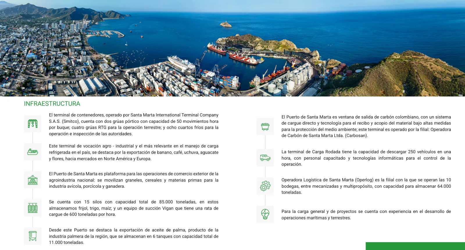 Página 4 del brochure institucional del Puerto de Santa Marta