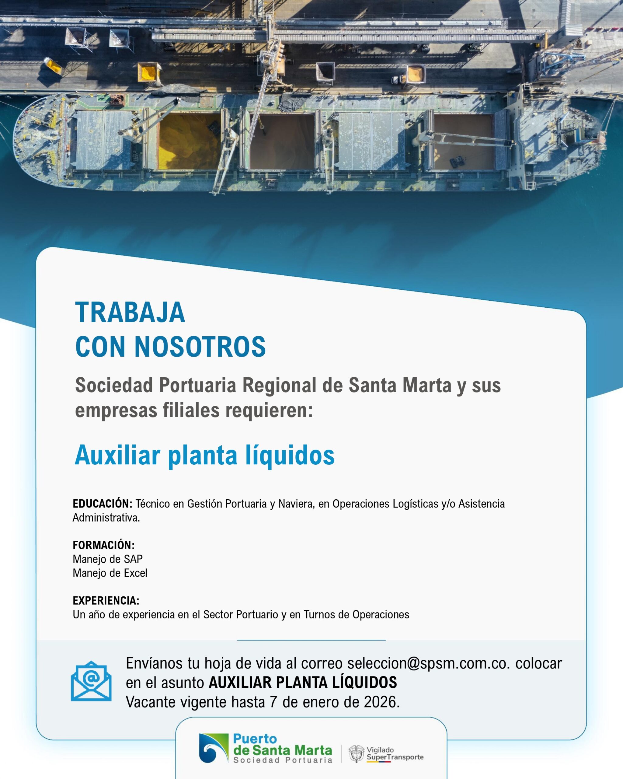 Convocatoria para Auxiliar Planta Líquidos
