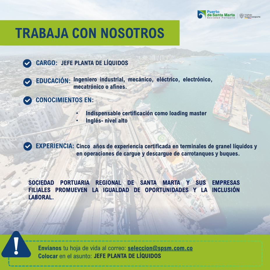 Convocatoria para Jefe de planta de líquidos